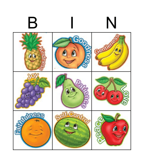 Fruits of the Spirit Bingo Card