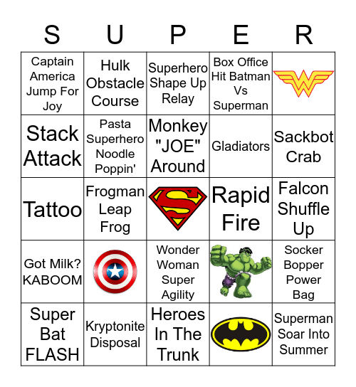 MISSION FIELD DAY 2016 UNLEASH YOUR SUPERPOWERS Bingo Card