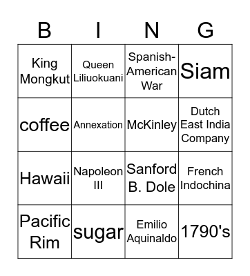 Section 5 Bingo Card