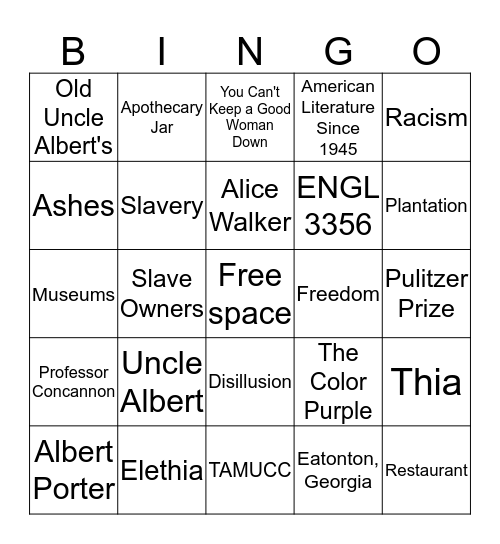 Elethia Bingo  Bingo Card