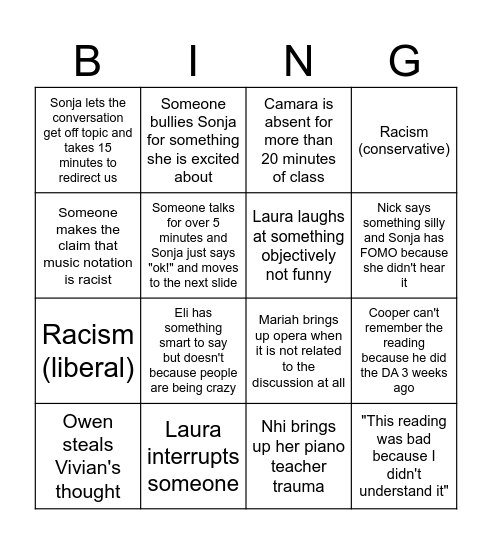 muco bingo Card