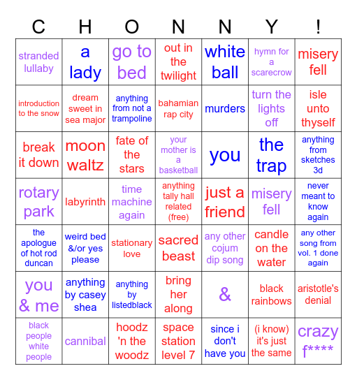 cccc vol. 2 bingo Card