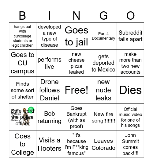 Daniel Larson 2024 Bingo Card