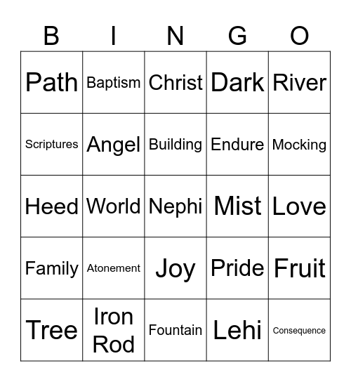 1 Nephi 8 Bingo Card