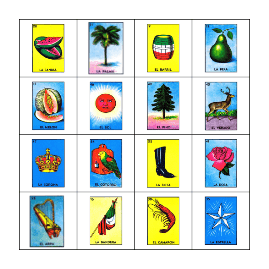 Lotería Bingo Card