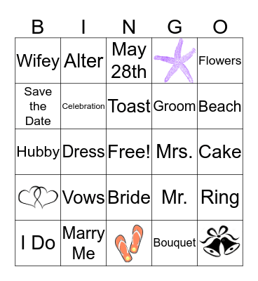 Bridal Bingo Card