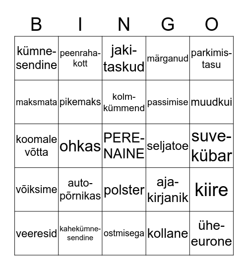 Kollane autopõrnikas Bingo Card