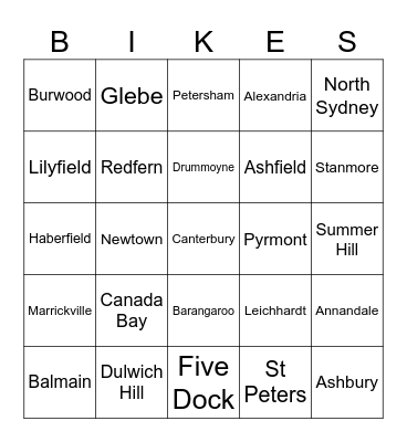 Bike Bingo Card