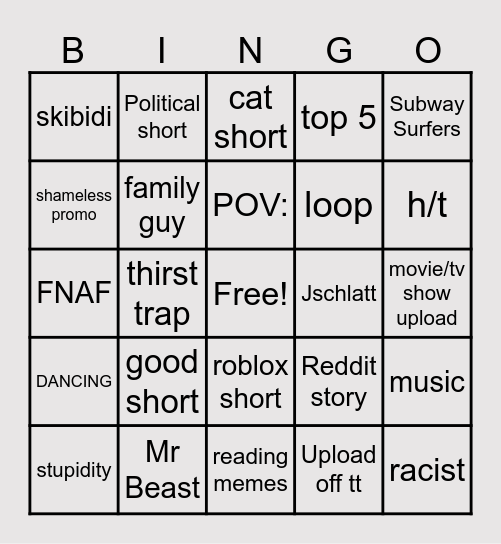 YTS Bingo Card