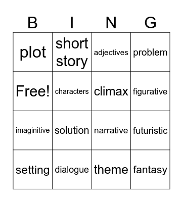 Speculative Fiction Bingo Card