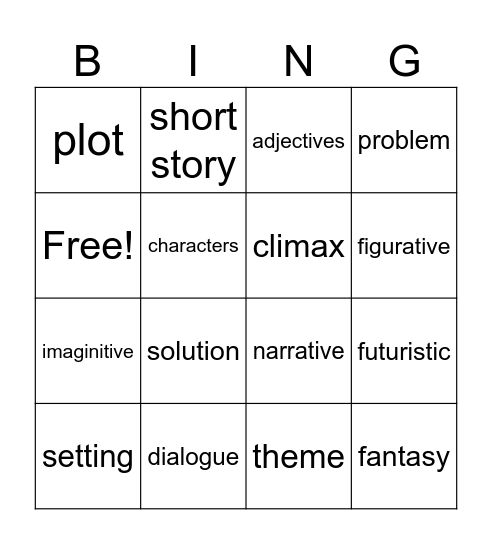 Speculative Fiction Bingo Card