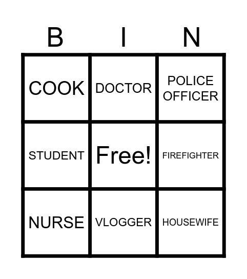 MY DREAM JOB Bingo Card