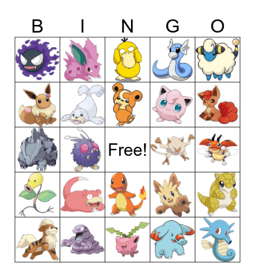 Pokemon Bingo Card