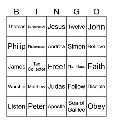 Jesus Disciples Bingo Card