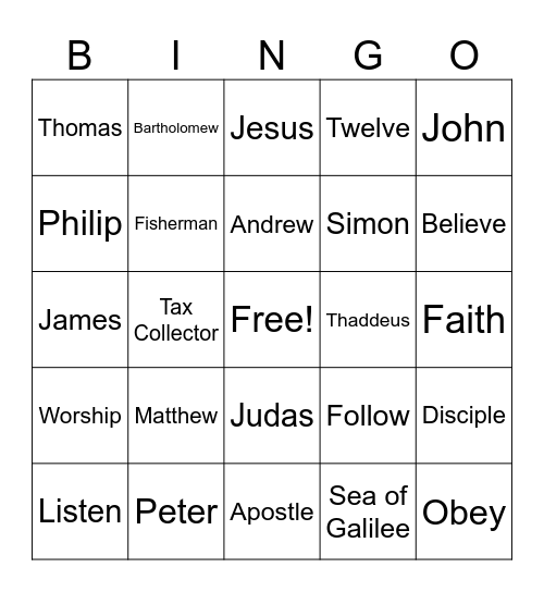 Jesus Disciples Bingo Card
