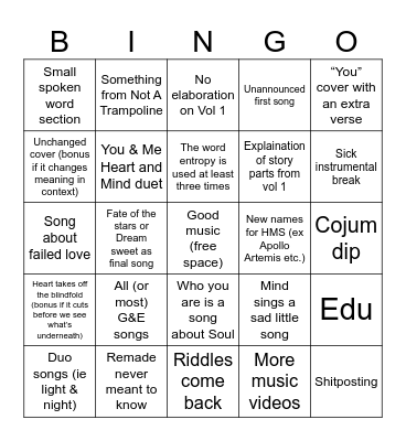 CCCC VOL 2 Bingo Card