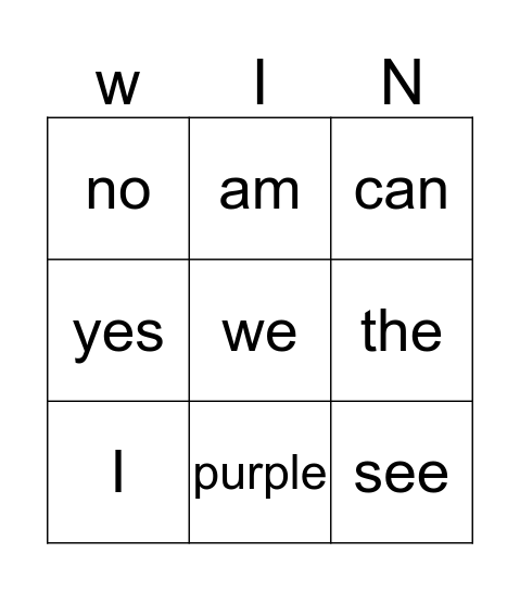 First 6 Weeks Bingo Card