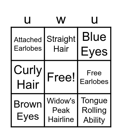 Genetic Bingo Card