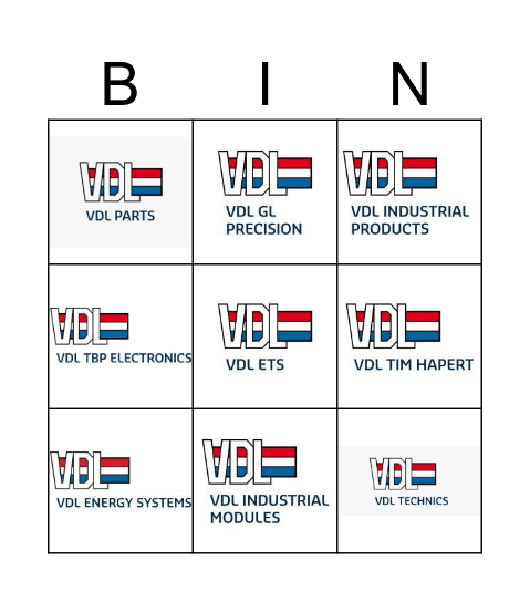 Nieuwjaarsborrel; Bedrijvenronde Bingo Card