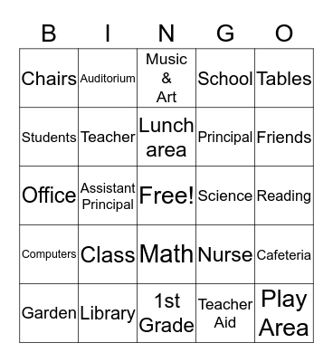 Gratts Primary Center Bingo Card