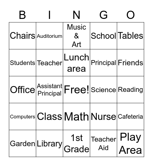 Gratts Primary Center Bingo Card