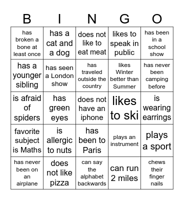 Youth Group Bingo! Bingo Card