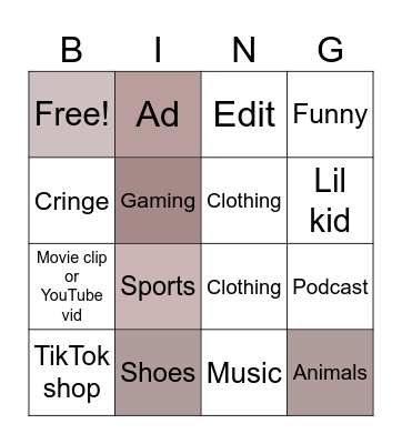 Alge Bingo Card