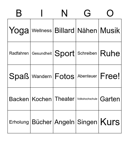 Ruhestand Bingo Card
