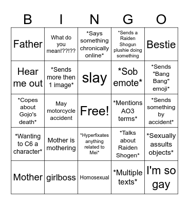 Dani Bingo Card