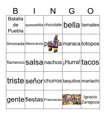 Cinco de Mayo Bingo Card