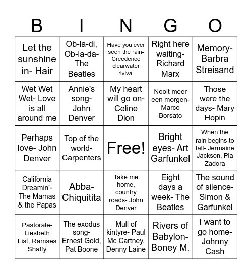 Muziekbingo Zingenderwijs Bingo Card