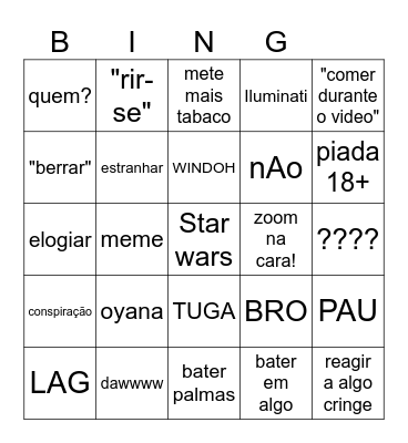 WUANT Bingo Card