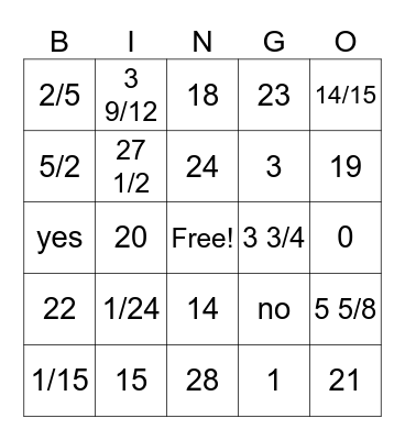 Unit 4 CC Dividing Fractions Bingo Card