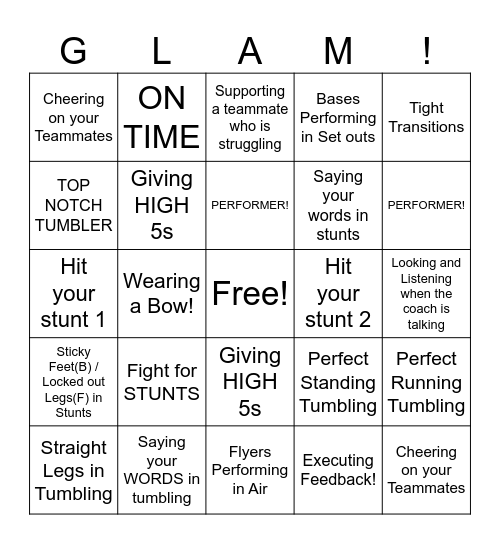 WORK HARD PLAY HARDER Bingo Card