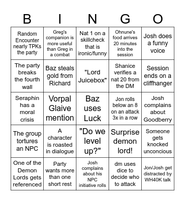 Untitled Bingo Card