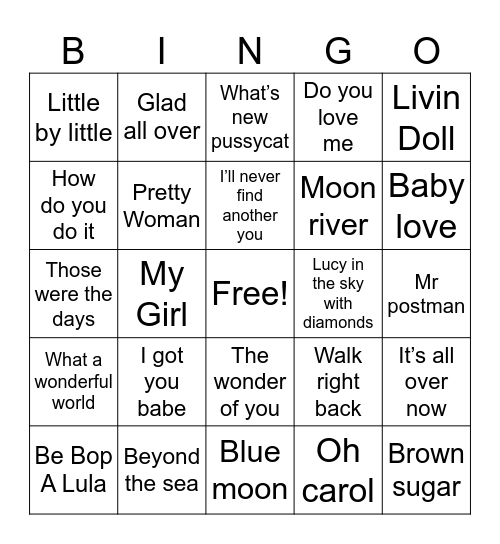 Groovy Bingo Card