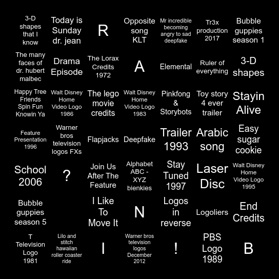 1964-2025 Bingo Card