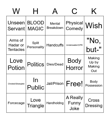 Derrick's Bingo of Love Bingo Card