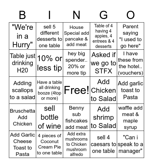 STFX Grad Bingo Card