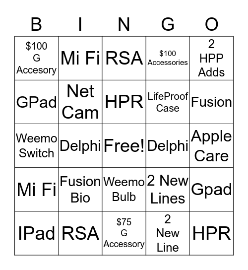 Rib Mountain Cellcom Bingo Card