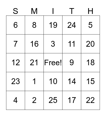 Smith-Boyd Reunion Bingo Card