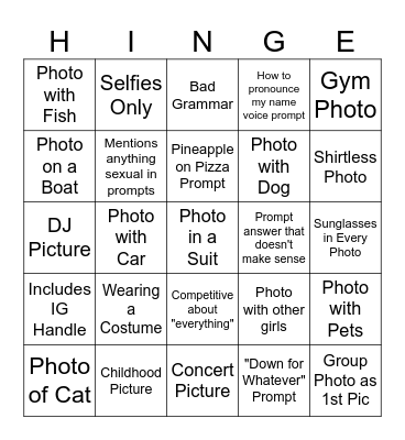Hinge Bingo Card