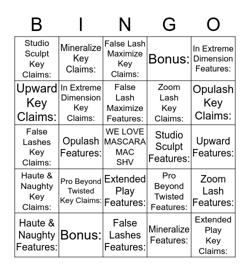 Mascara C.A.T. Focus Bingo Card