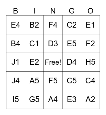 Test Bingo Card Bingo Card