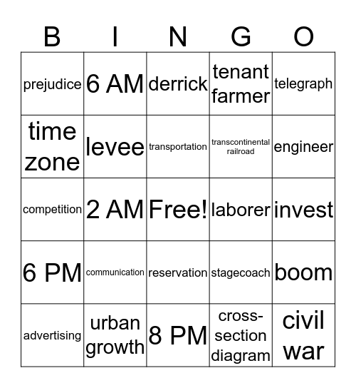 CH7-California Takes Shape Bingo Card