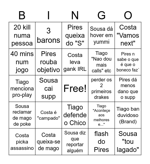 lol Bingo Card