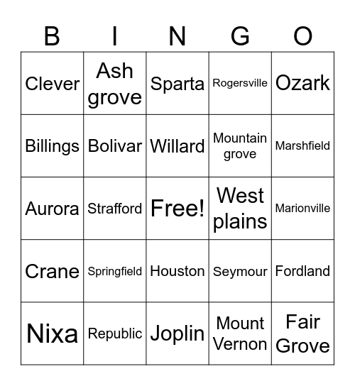 Snow Day Closings Bingo Card