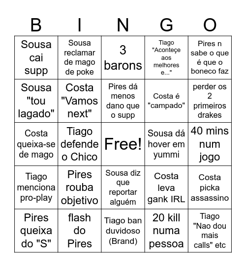 lol Bingo Card