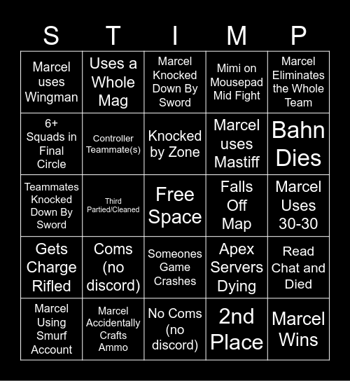 Stimp Ape Legs Bingo (rev2) Bingo Card