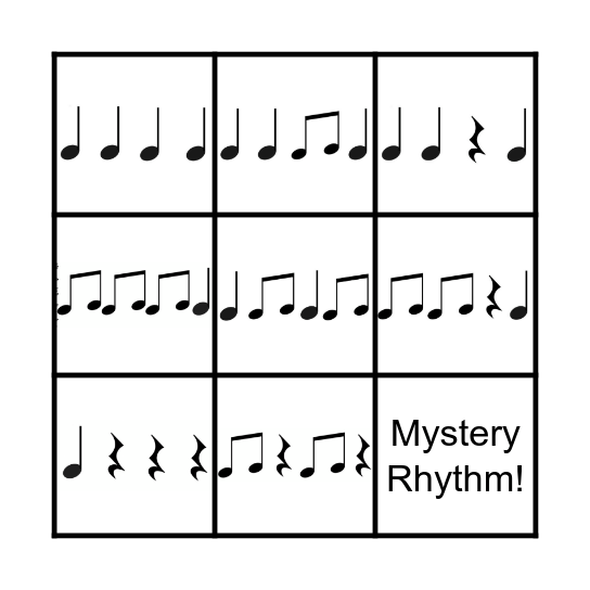 Rhythm Bingo (taa, ti-ti, & shh) Bingo Card